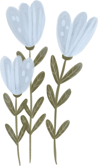 Gouache pastel blue Flower